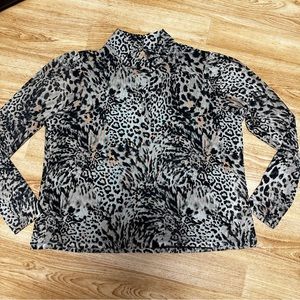 Picadilly animal print sheer lined high mock neck